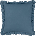 Paoletti Montrose Floral Pleat Fringe Cushion Cover in French Blue