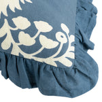 Paoletti Montrose Floral Pleat Fringe Cushion Cover in French Blue