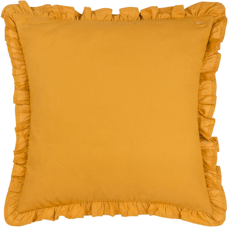 Paoletti Montrose Floral Pleat Fringe Cushion Cover in Ochre