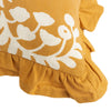 Paoletti Montrose Floral Pleat Fringe Cushion Cover in Ochre