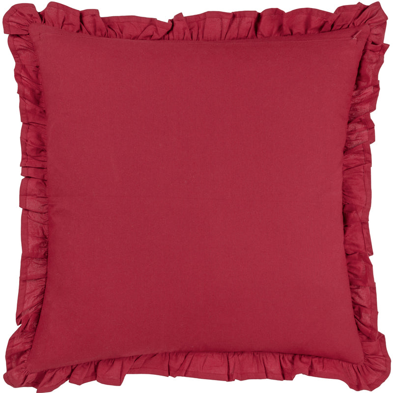 Paoletti Montrose Floral Pleat Fringe Cushion Cover in Redcurrent