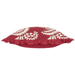 Paoletti Montrose Floral Pleat Fringe Cushion Cover in Redcurrent