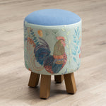 Voyage Maison Monty Round Footstool in Bilbury Flock Robins Egg