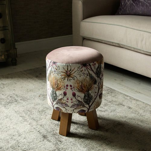 Voyage Maison Monty Round Footstool in Varys Gold Linen