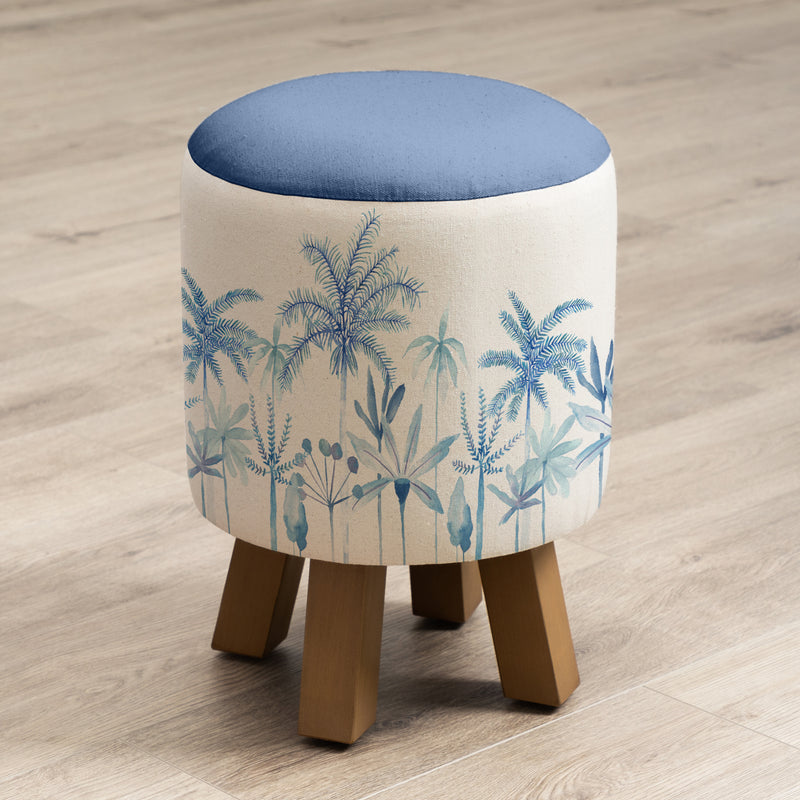 Floral Blue Furniture - Monty  Footstool Cozzo Cobalt Voyage Maison