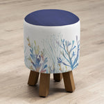 Voyage Maison Monty Round Footstool in Coral Reef Cobalt