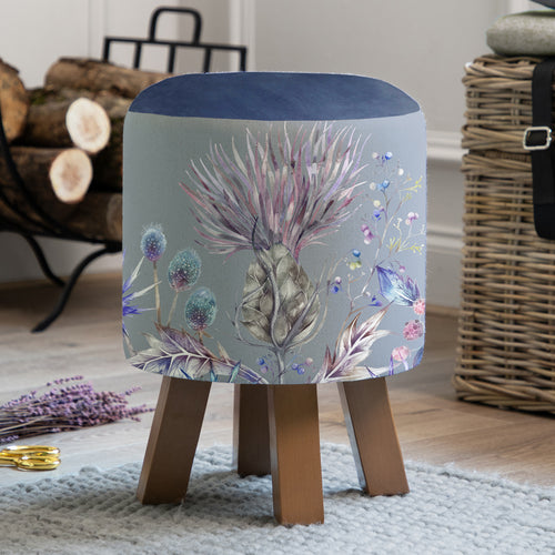 Voyage Maison Monty Round Footstool in Elysium Sapphire