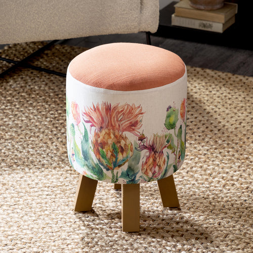 Voyage Maison Monty Round Footstool in Enchanting Thistle Marigold