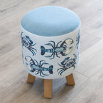 Voyage Maison Monty Round Footstool in Gerroa Seafoam