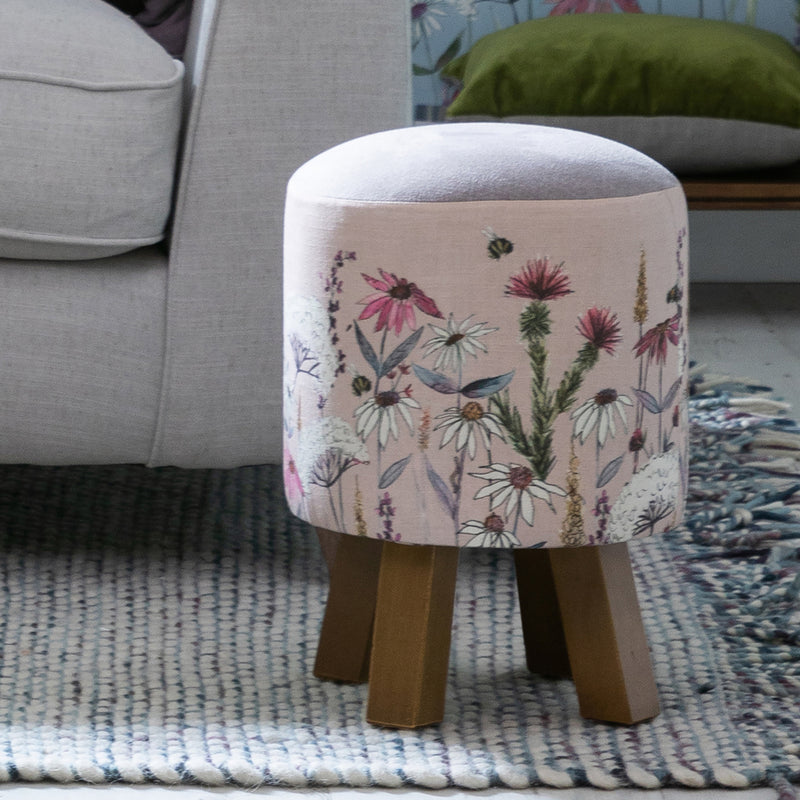 Voyage Maison Monty Round Footstool in Hermione Blush