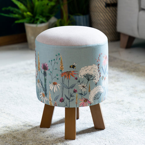 Voyage Maison Monty Round Footstool in Hermione Cornflower