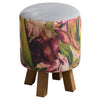 Marie Burke Monty Round Footstool in Heligan Fuchsia