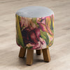 Marie Burke Monty Round Footstool in Heligan Fuchsia