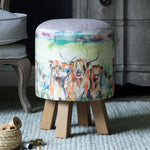 Voyage Maison Monty Round Footstool in Heilan Herd