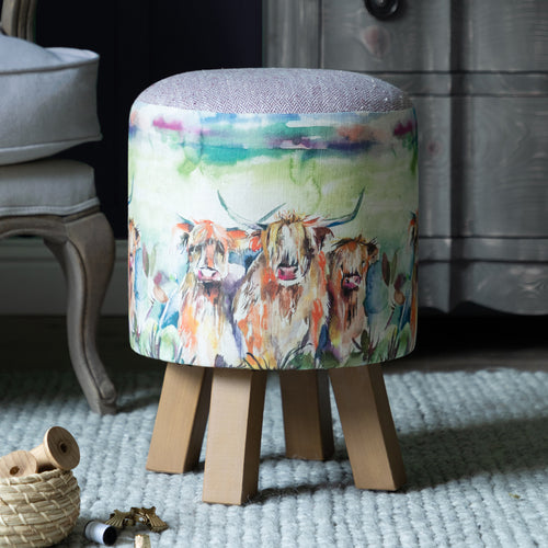 Voyage Maison Monty Round Footstool in Heilan Herd