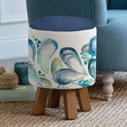 Voyage Maison Monty Round Footstool in Mussell Shells Marine