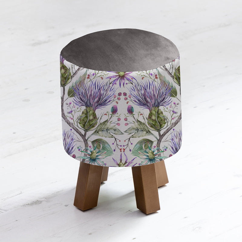 Voyage Maison Monty Round Footstool in Varys Violet Linen