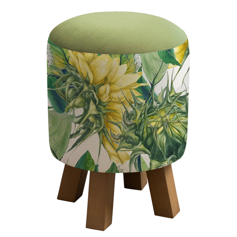 Marie Burke Monty Round Footstool in Easton Fern