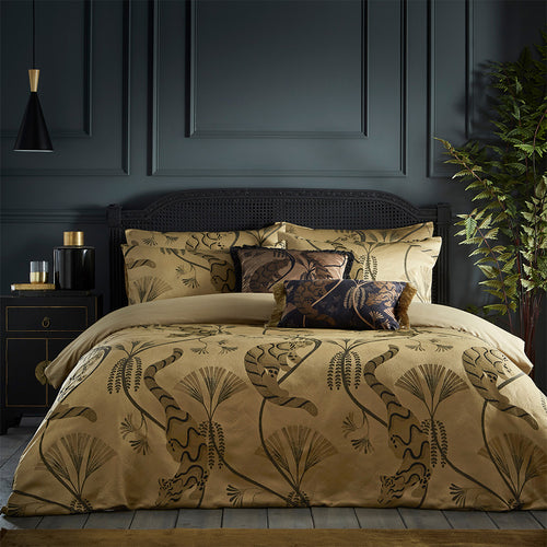 Paoletti Moondusk Exotic Animal Jacquard Duvet Cover Set in Gold