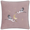 Animal Pink Cushions - Moonlit Flight Embroidered Velvet Cushion Cover Dusty Pink Paoletti