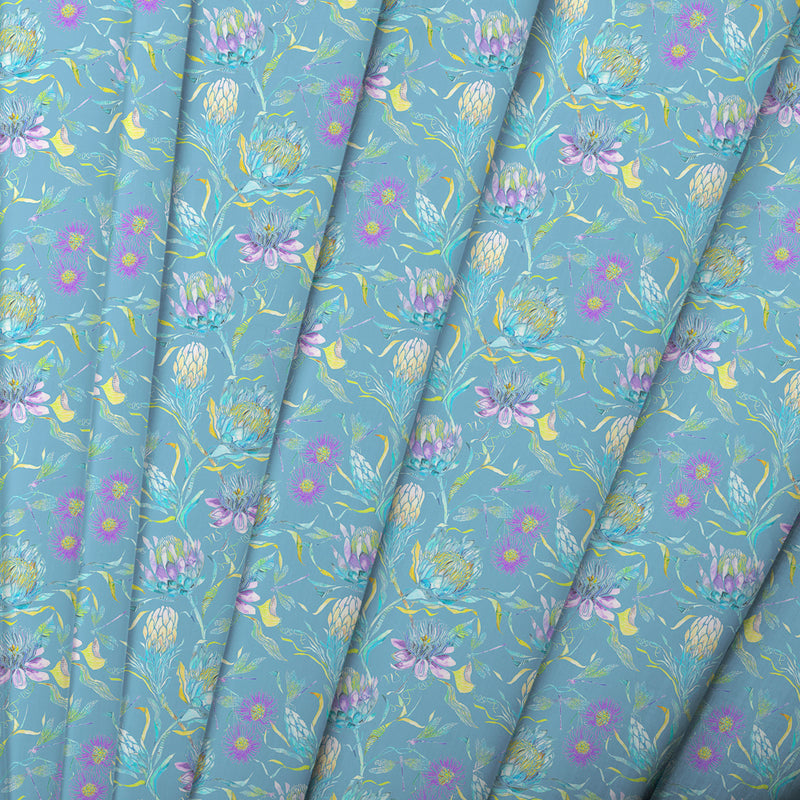 Voyage Maison Moore Haven Printed Crafting Cotton Apparel Fabric in Aqua