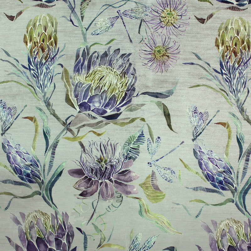 Moorehaven Velvet Printed Fabric Sample Swatch Periwinkle