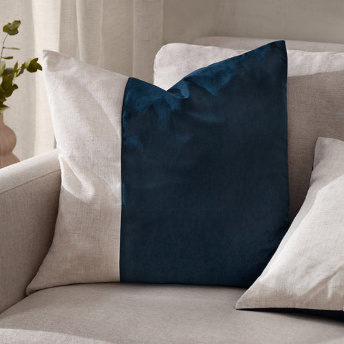 Not Applicable Blue Cushions - Morden Soft-Washed Velvet Cushion Cover Indigo Yard