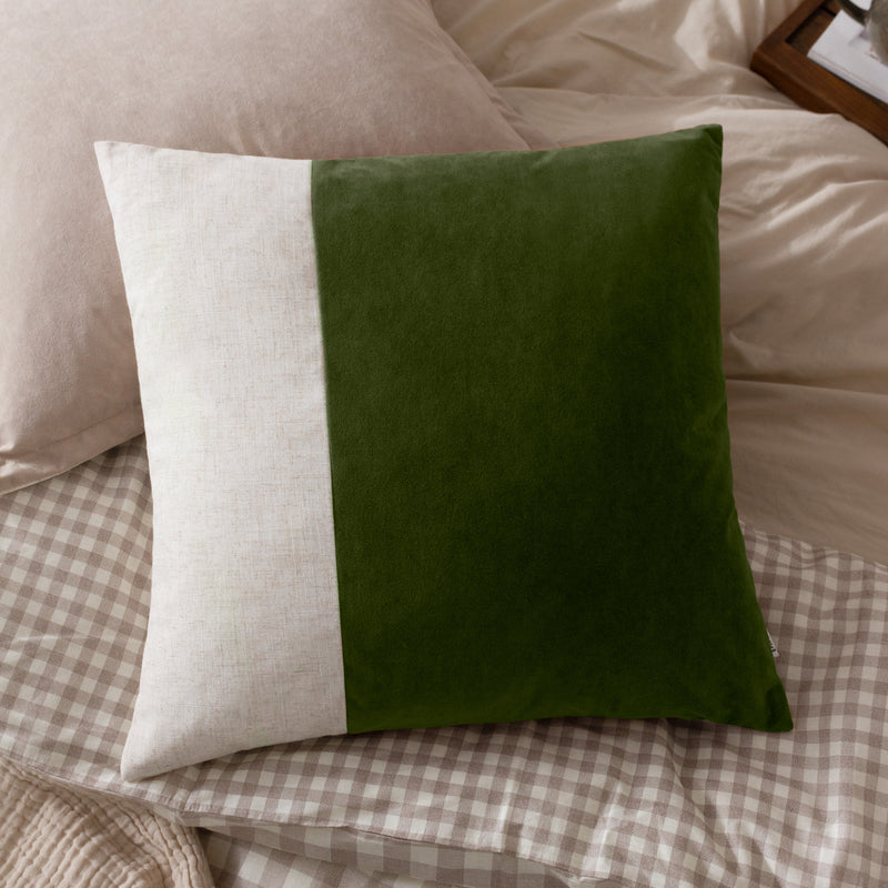 Not Applicable Green Cushions - Morden Soft-Washed Velvet Cushion Cover Olive Oil Yard