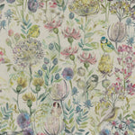 Floral Green Fabric - Morning Chorus Printed Oil Cloth Fabric Natural Voyage Maison