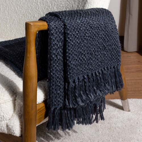 HÖEM Morni Woven Fringed Throw in Dusk