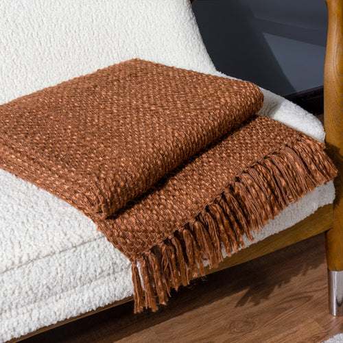 HÖEM Morni Woven Fringed Throw in Hazel