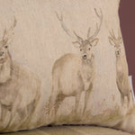 Animal Beige Cushions - Moorland Stag Printed Feather Filled Cushions Natural Voyage Maison
