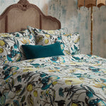 EW by Edinburgh Weavers Morton Floral Printed Cotton Sateen Piped Duvet Cover Set in Teal