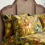 EW by Edinburgh Weavers Morton Floral Printed Cotton Sateen Piped Pillowcase Pair in Ochre