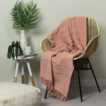 furn. Motti Woven Tufted Stripe Throw in Blush