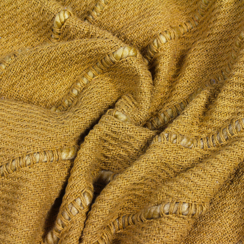 furn. Motti Woven Tufted Stripe Throw in Ochre