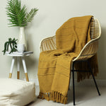 furn. Motti Woven Tufted Stripe Throw in Ochre