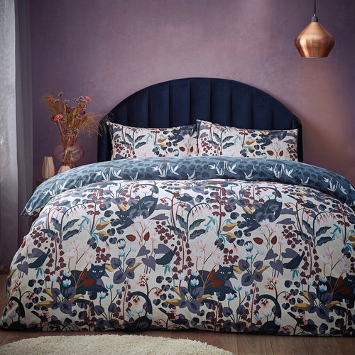 furn. Midnight Panther Duvet Cover Set in Dusky Blue