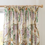 Floral Purple Curtains - Mariposa Printed Pencil Pleat Curtains Cream Voyage Maison