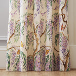 Floral Purple Curtains - Mariposa Printed Pencil Pleat Curtains Cream Voyage Maison