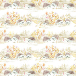 Voyage Maison Mr And Mrs Hedgehog Printed Linen Fabric in Natural