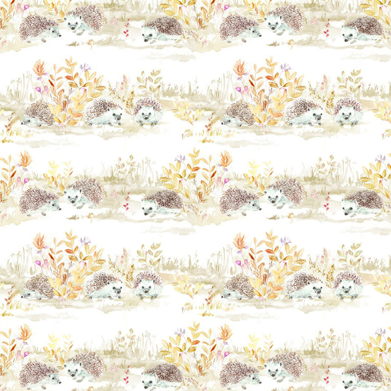 Voyage Maison Mr And Mrs Hedgehog Printed Linen Fabric in Natural