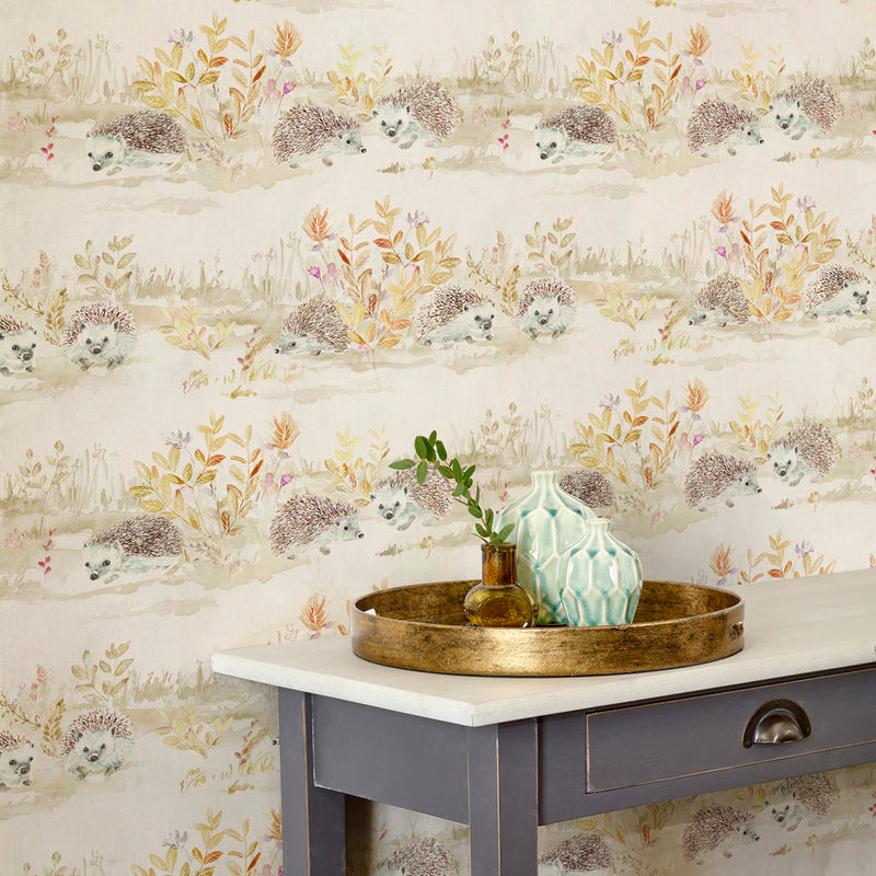 Voyage Maison Mr & Mrs Hedgehog 1.4m Wide Width Wallpaper in Latte