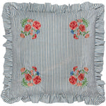 Floral Blue Cushions - Martha Embroidered Ruffle Cushion Cover Blue Wylder