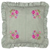 Floral Green Cushions - Martha Embroidered Ruffle Feather Filled Cushion Sage Wylder
