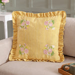 Floral Yellow Cushions - Martha Embroidered Ruffle Cushion Cover Yellow Wylder