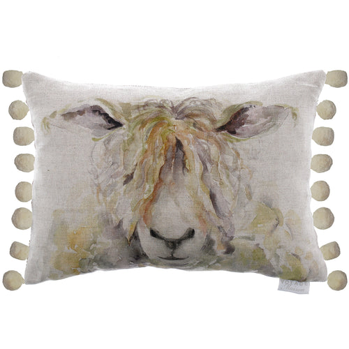 Animal Cream Cushions - Mr Wooly Pom Pom Cushion Cover Natural Voyage Maison