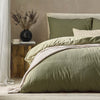 Striped Green Bedding - Malton Stripe 100% Cotton Duvet Cover Set Forest Green Yard