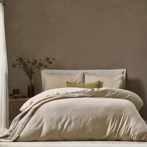 Striped Beige Bedding - Malton Stripe 100% Cotton Duvet Cover Set Linen Yard