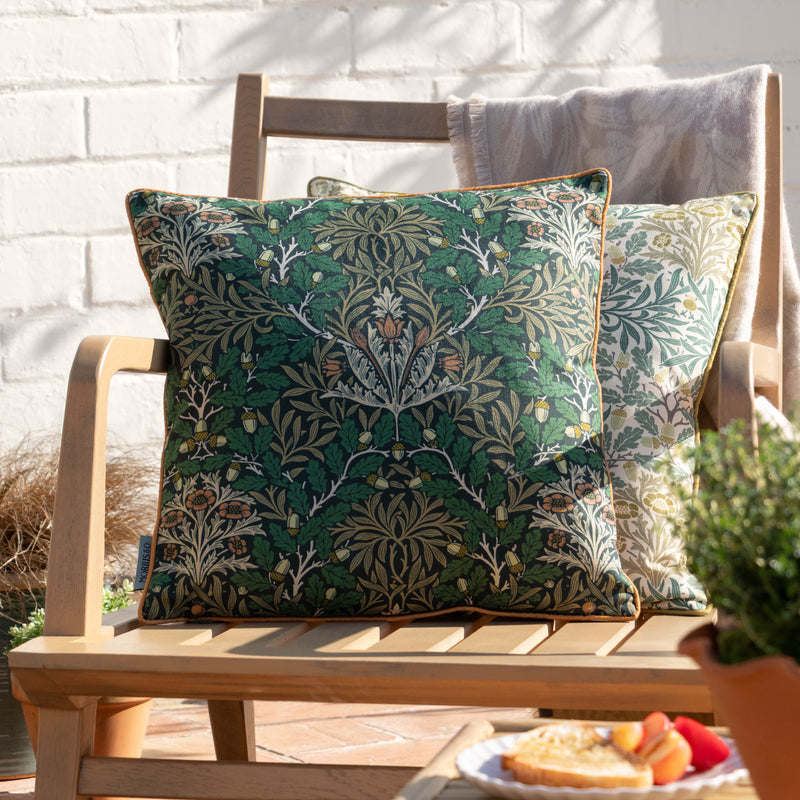 Woodland Green Cushions - Multi Acorn Printed Outdoor Polyester Filled Cushion Forest/Leaf Green Morris & Co
